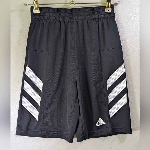 Adidas boys athletic shorts black and white size L (14-16) - Picture 1 of 6